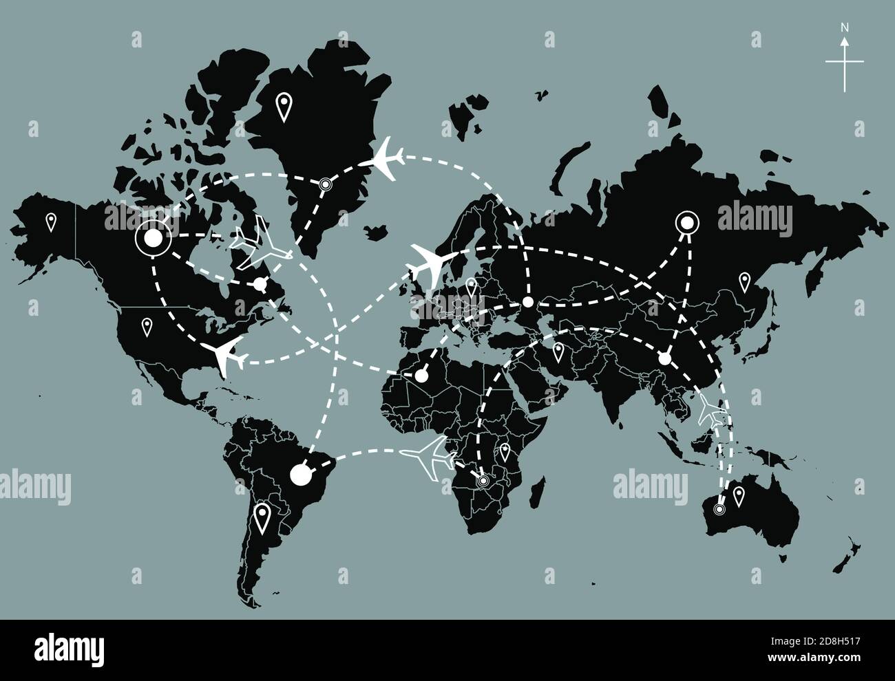 World map with flight paths globe hires stock photography and images Alamy
