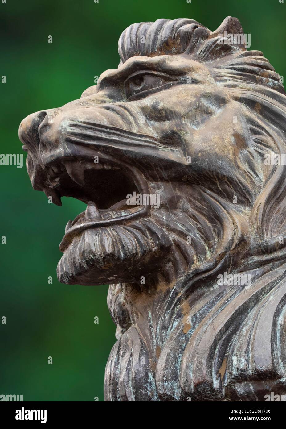 Proud male lion statue in the Asian city of Guilin, China Stock Photo