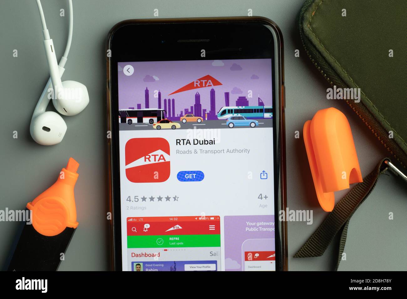 New York, USA 26 October 2020 RTA Dubai mobile app icon logo on