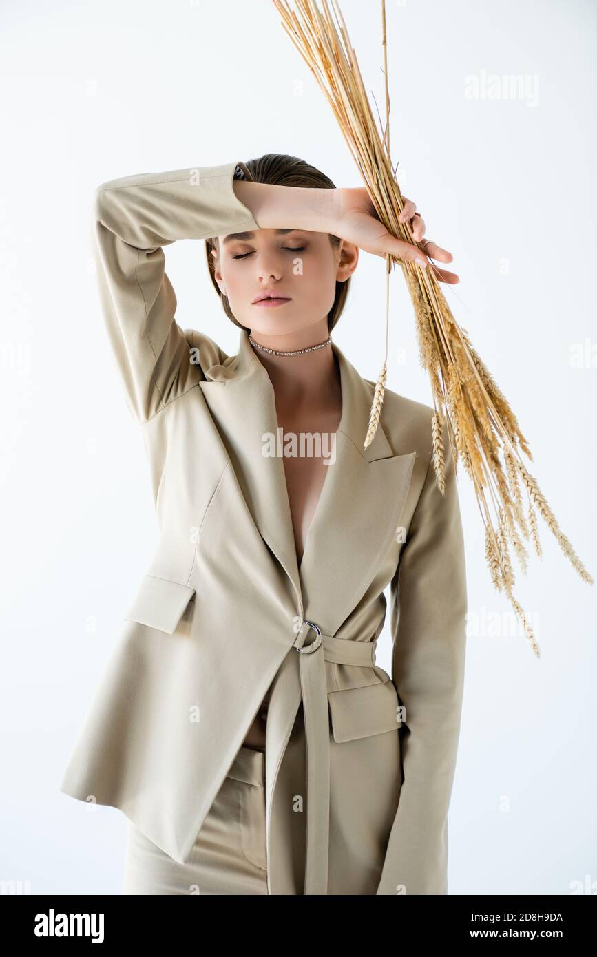 Pretty woman wear beige hi-res stock photography and images - Alamy