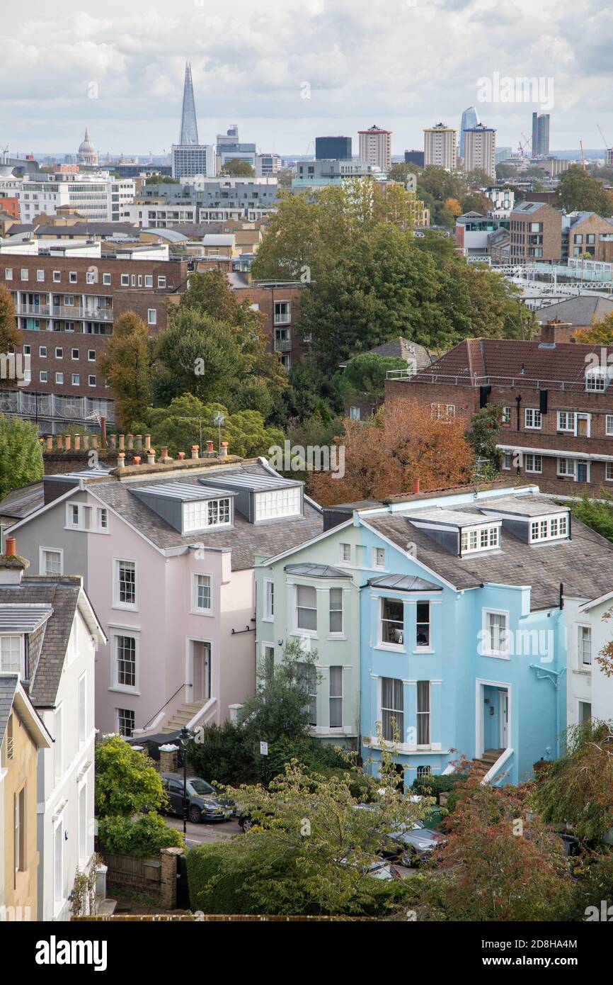The Northwest London suburb of Belsize Park photographed from a high