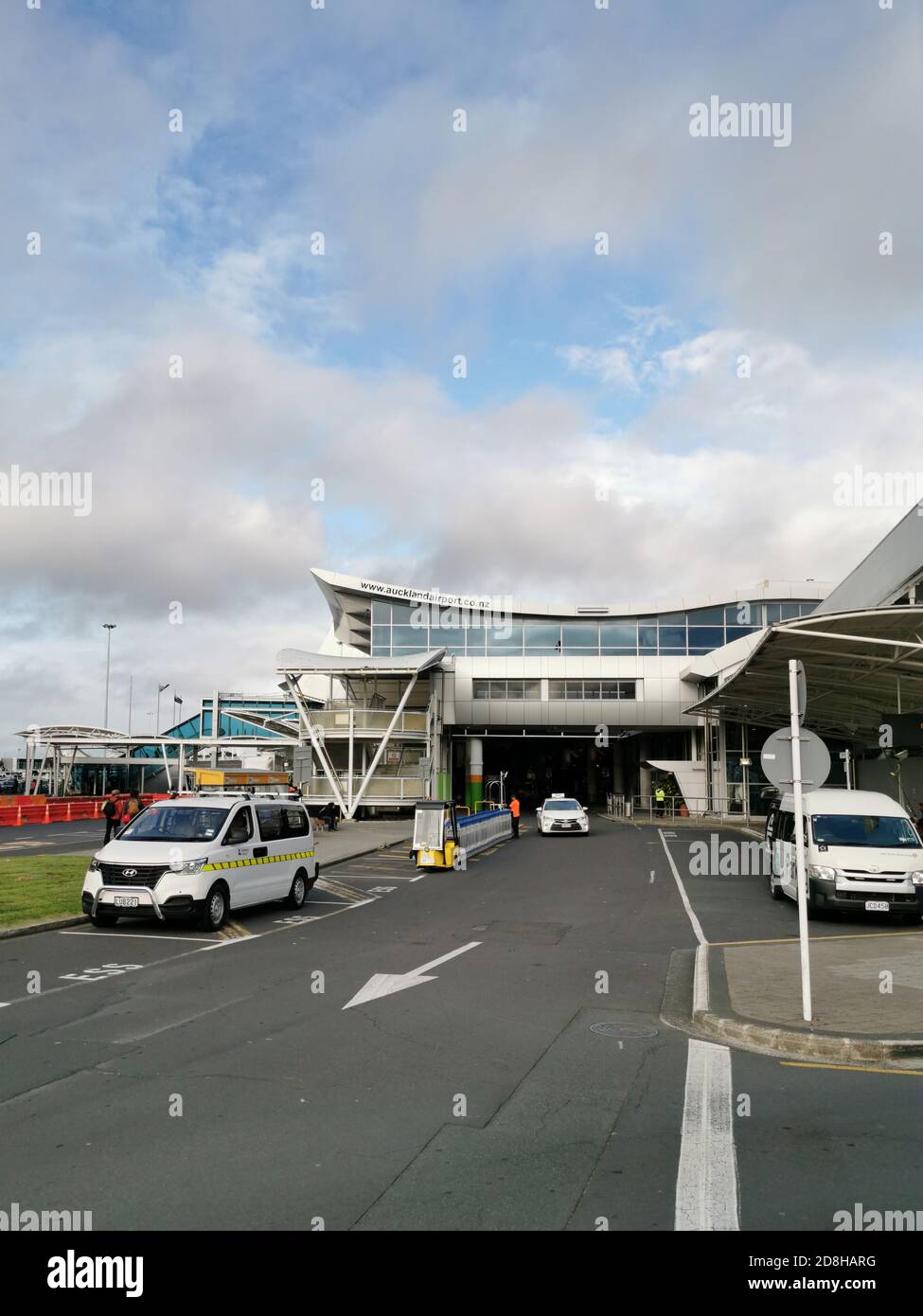 AUCKLAND, NEW ZEALAND - Jul 01, 2019: View of Auckland International Airport building entrance Stock Photo