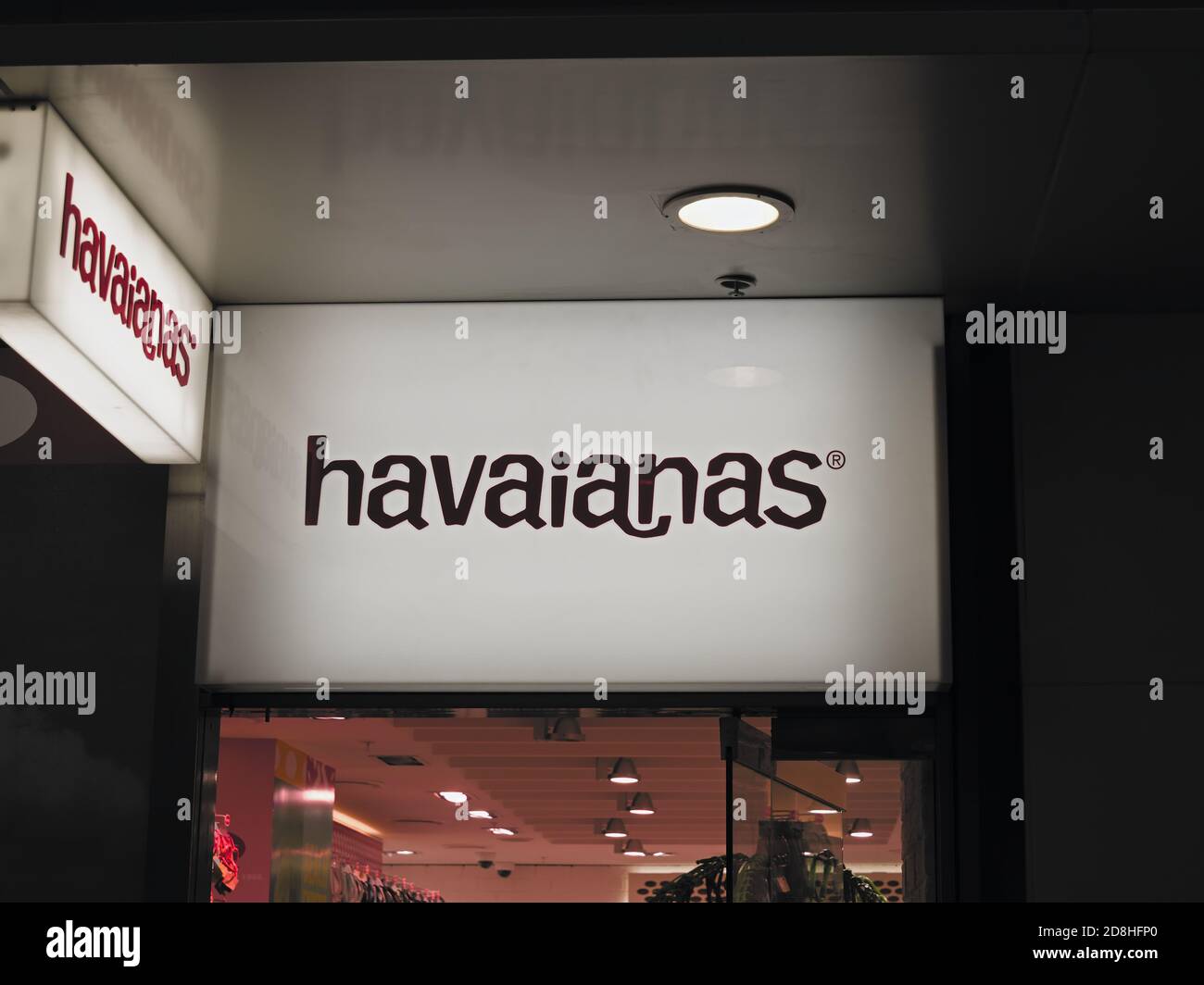 AUCKLAND, NEW ZEALAND - Aug 13, 2019: View of Havaianas Flip Flops jandals store in downtown Auckland Stock Photo