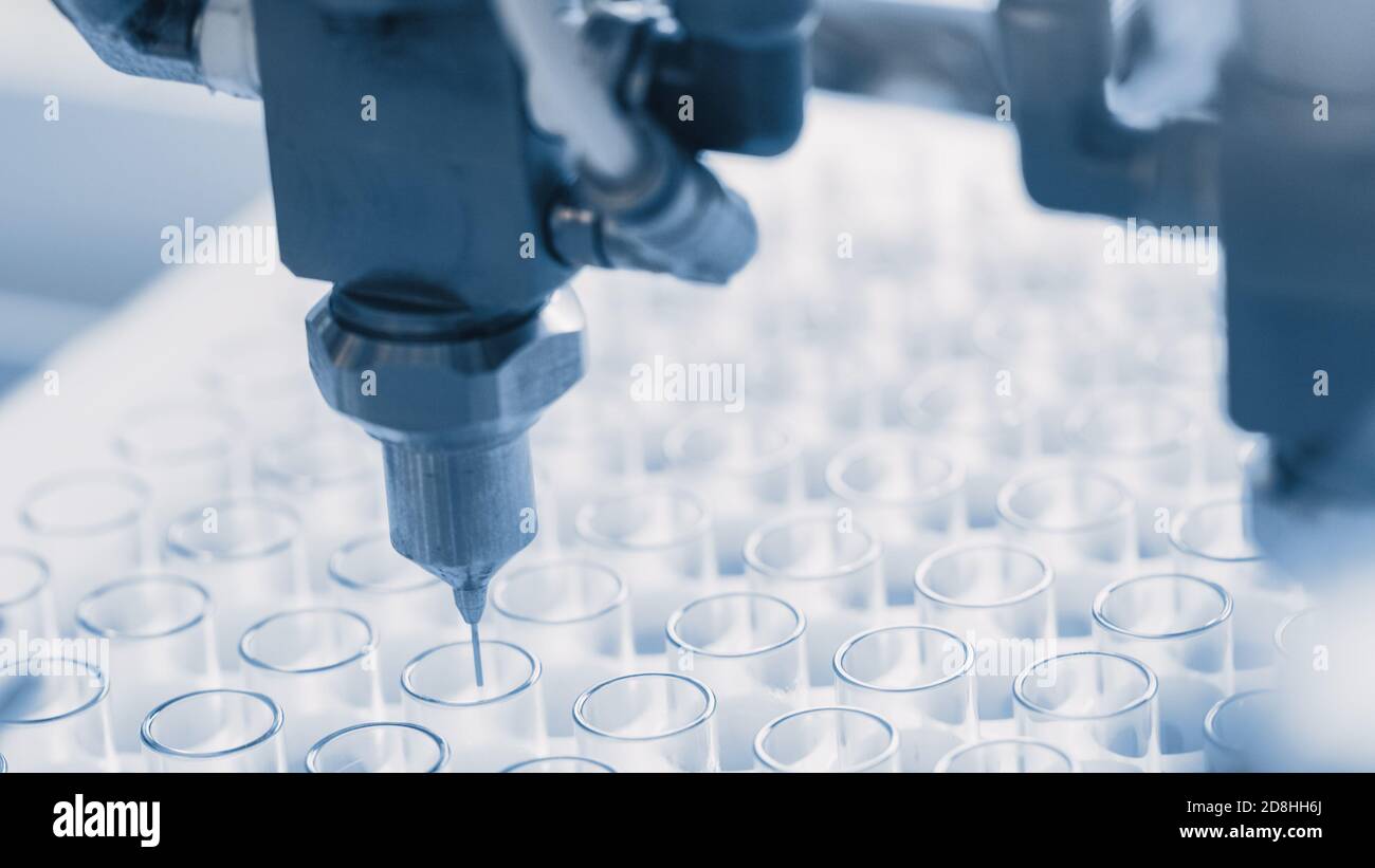Closeup Shot of the Industrial Manufacturing Medical Test Tubes