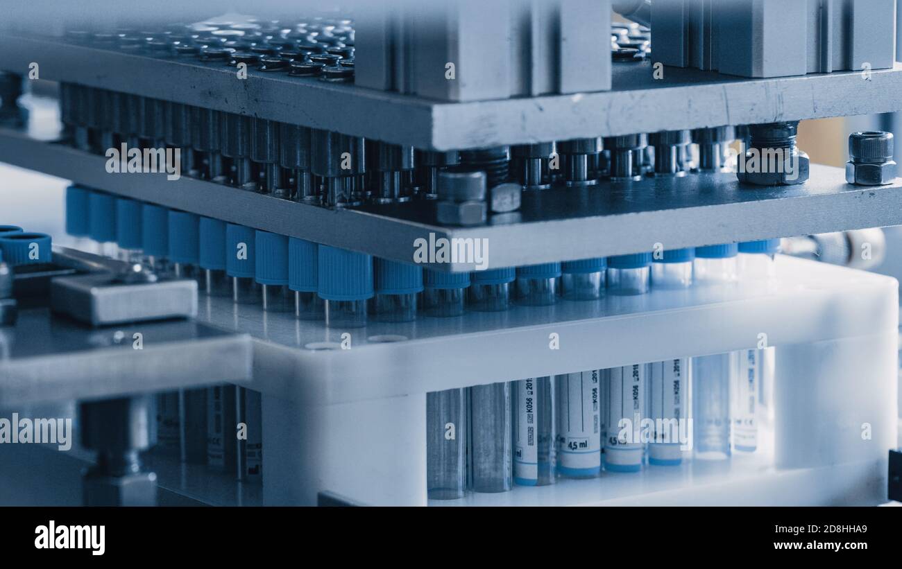 Closeup Shot of the Industrial Manufacturing Medical Test Tubes