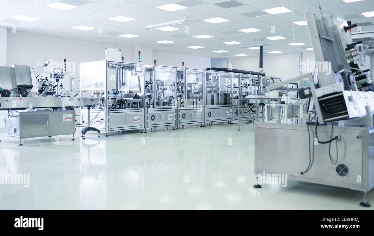 Shot of Sterile Precision Manufacturing Laboratory with 3D Printers, Super Computers and other