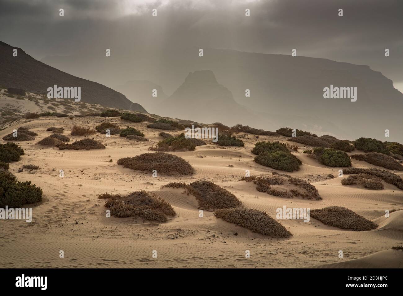 Desolate coastal, mountainous landscape on the island of São Vicente, Cape Verde. Stock Photo