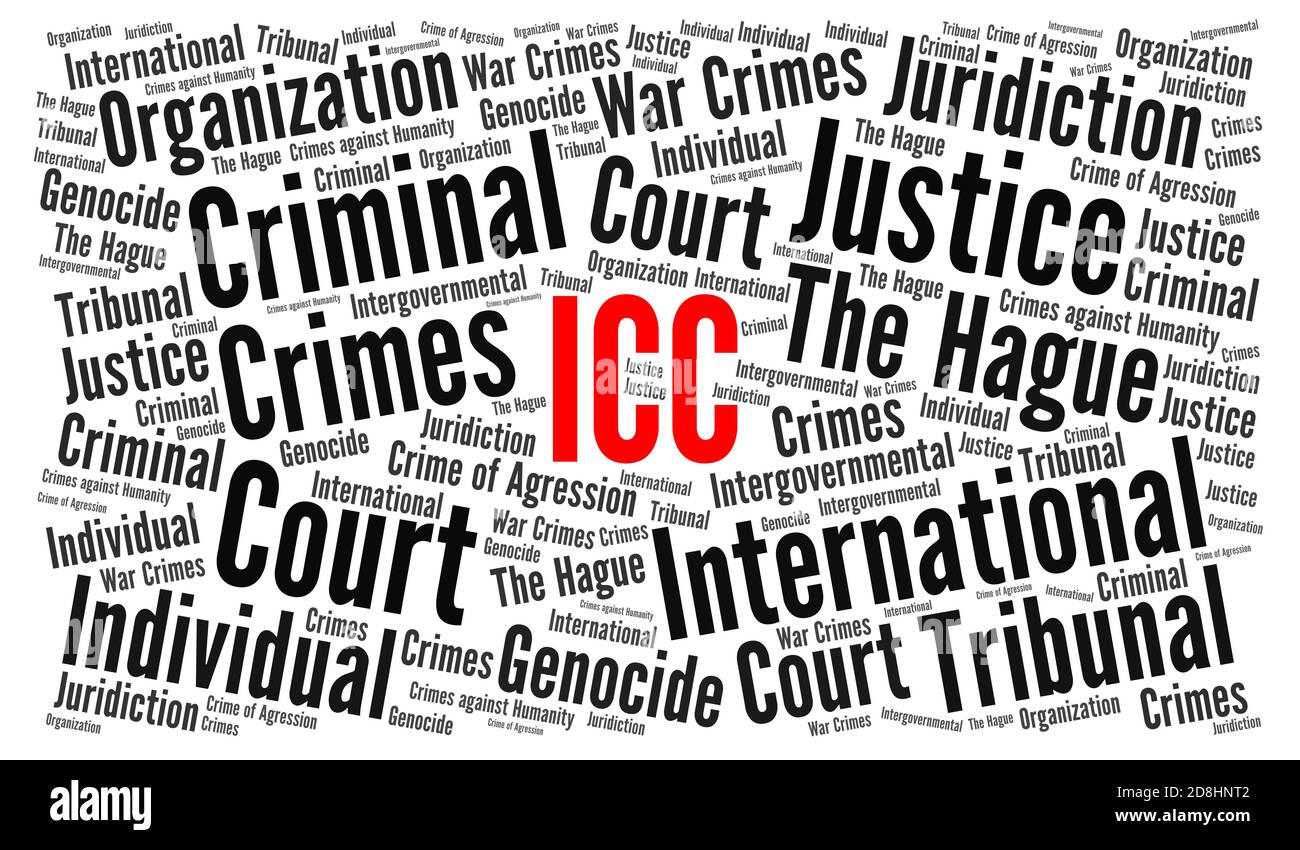 ICC, international criminal court word cloud Stock Photo