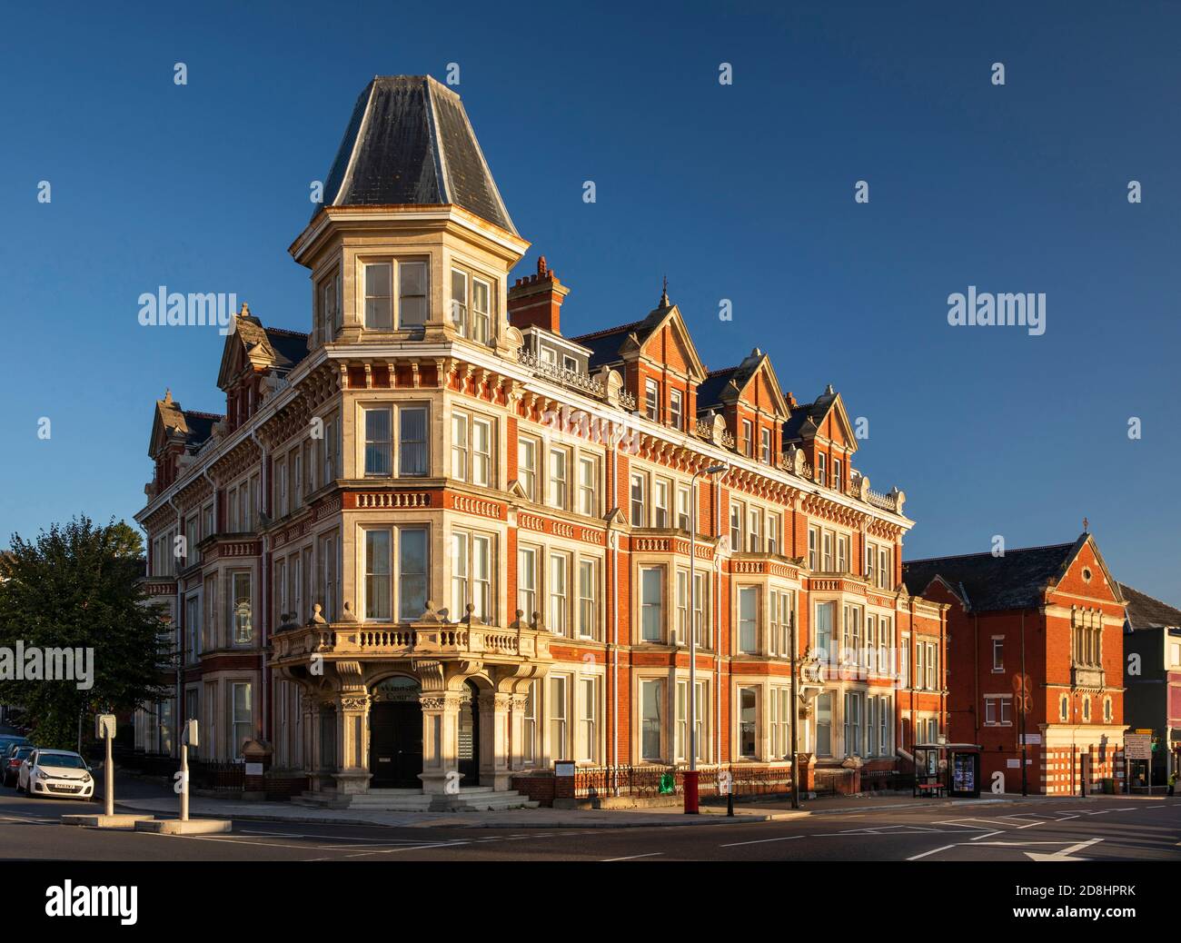 UK, Wales, Glamorgan, Barry, Town Centre, Broad Street, Windsor Court Buildings and Masonic Hall Stock Photo