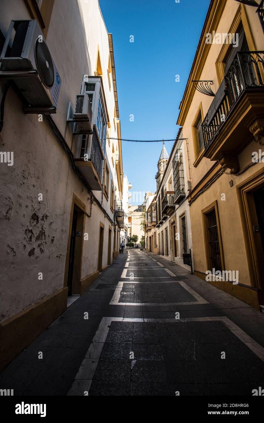 Empty street in the historic center of Jerez de la Frontera Stock Photo