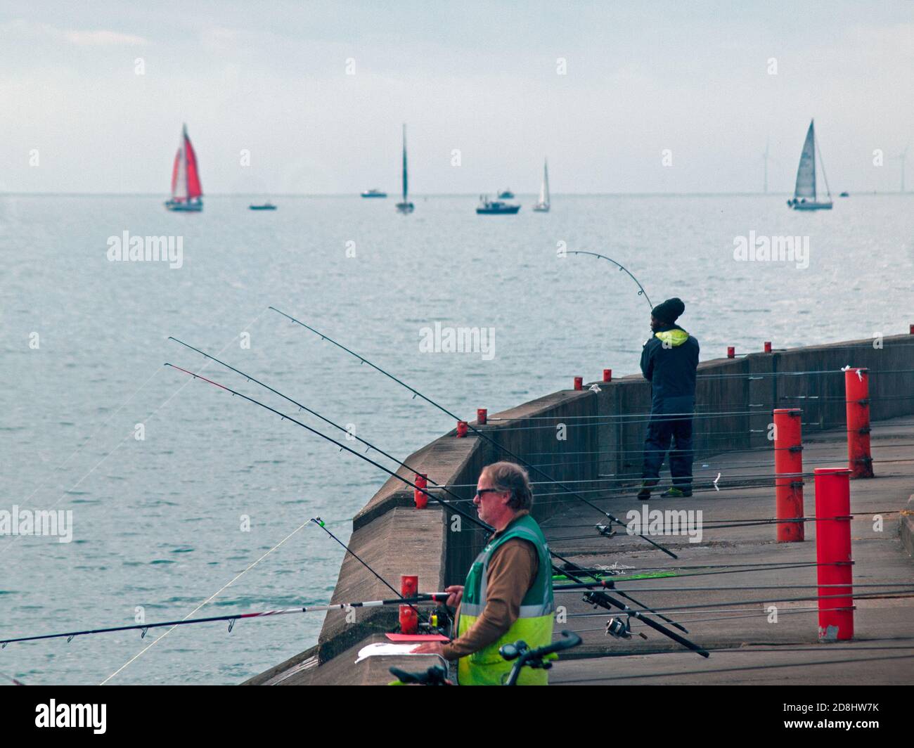 Fishing at Brighton Marina Stock Photo Alamy