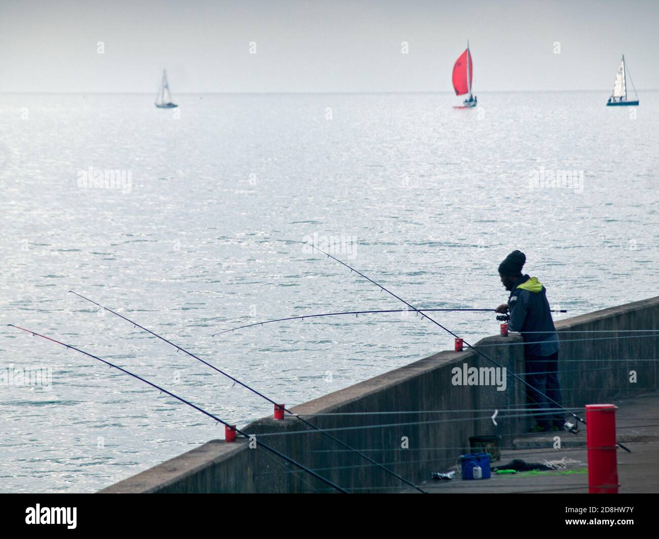 Fishing at Brighton Marina Stock Photo Alamy