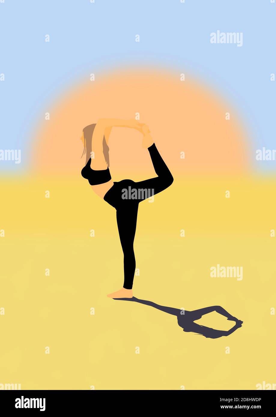 Woman in yoga position. Stock Photo