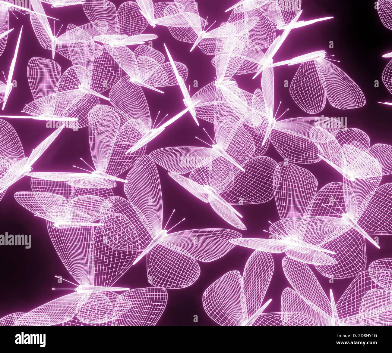 a flock of butterflies fly, abstract neon polygonal geometric