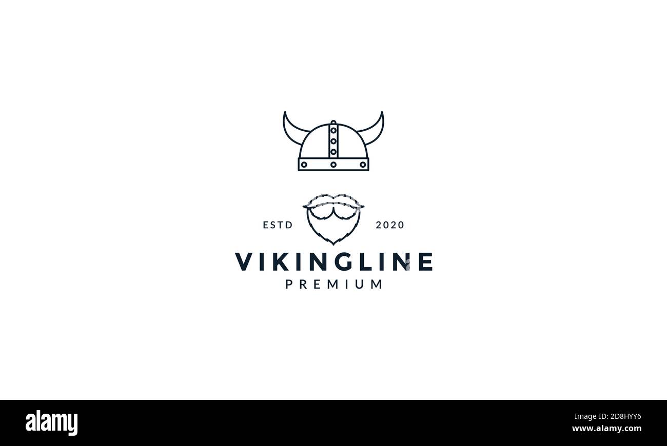 cool viking head line  logo vector icon design Stock Vector