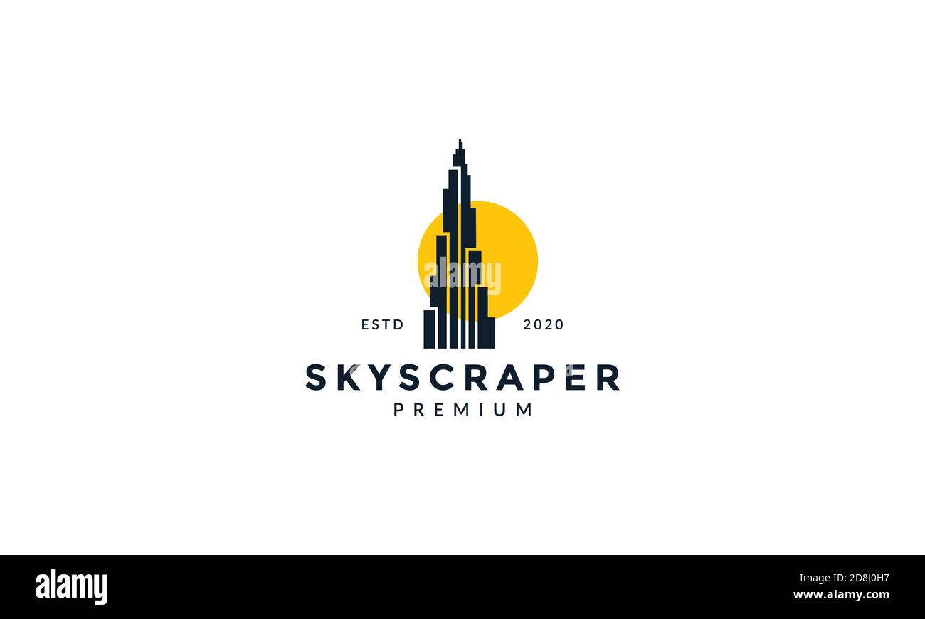 skyscrapers silhouette sunset modern logo vector icon design Stock Vector