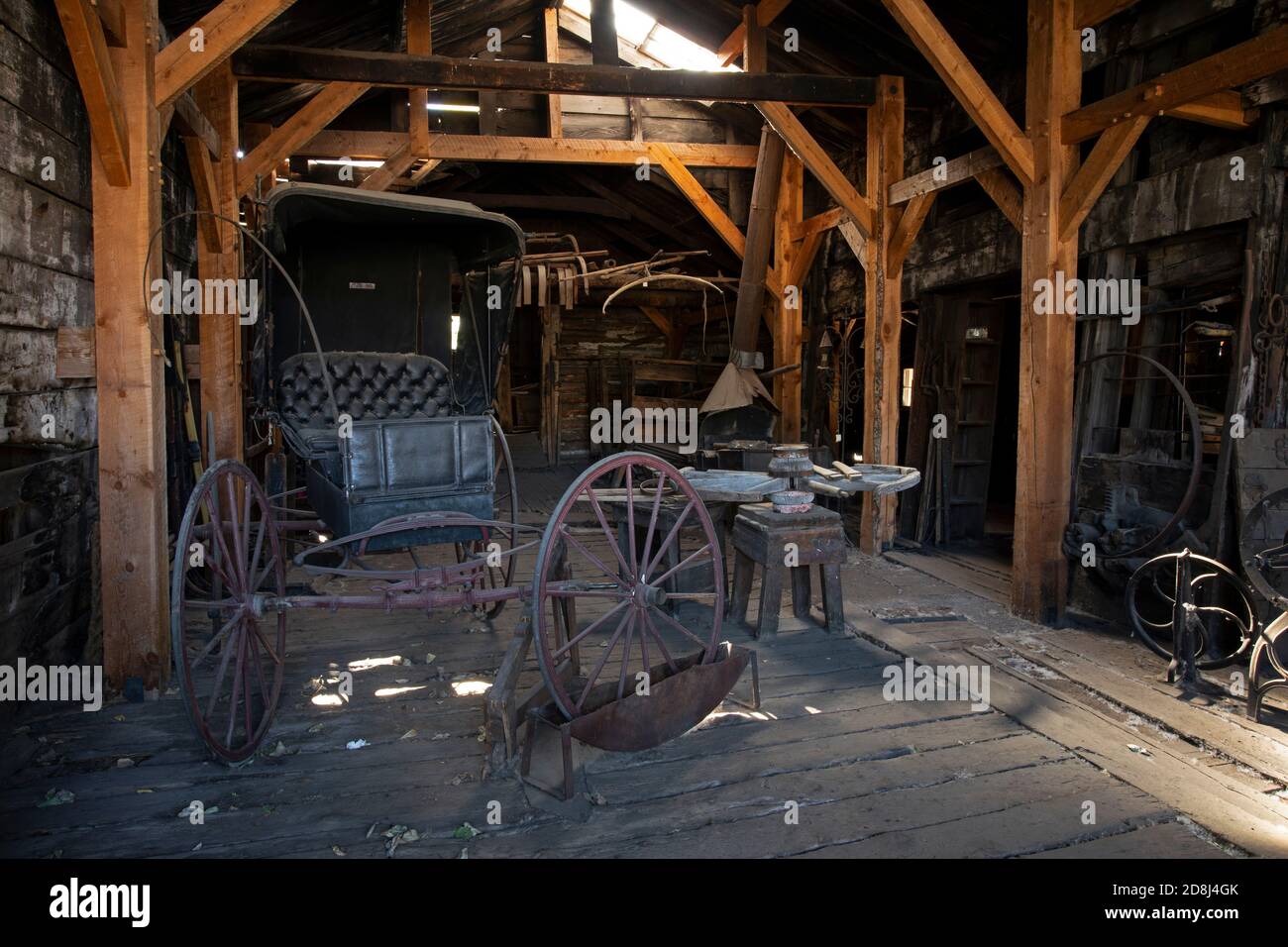 Historic clothing merchandise store pioneer town. National Historic Landmark District, historic gold mining town. Ghost town old west time period. Stock Photo