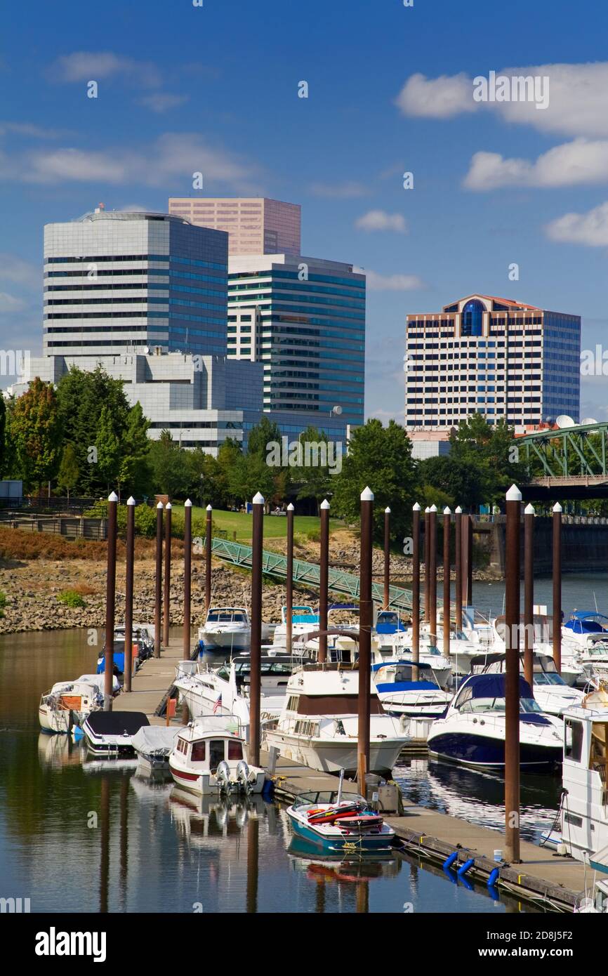 Riverplace Moorage on the Willamette River in Portland, Oregon, USA Stock Photo