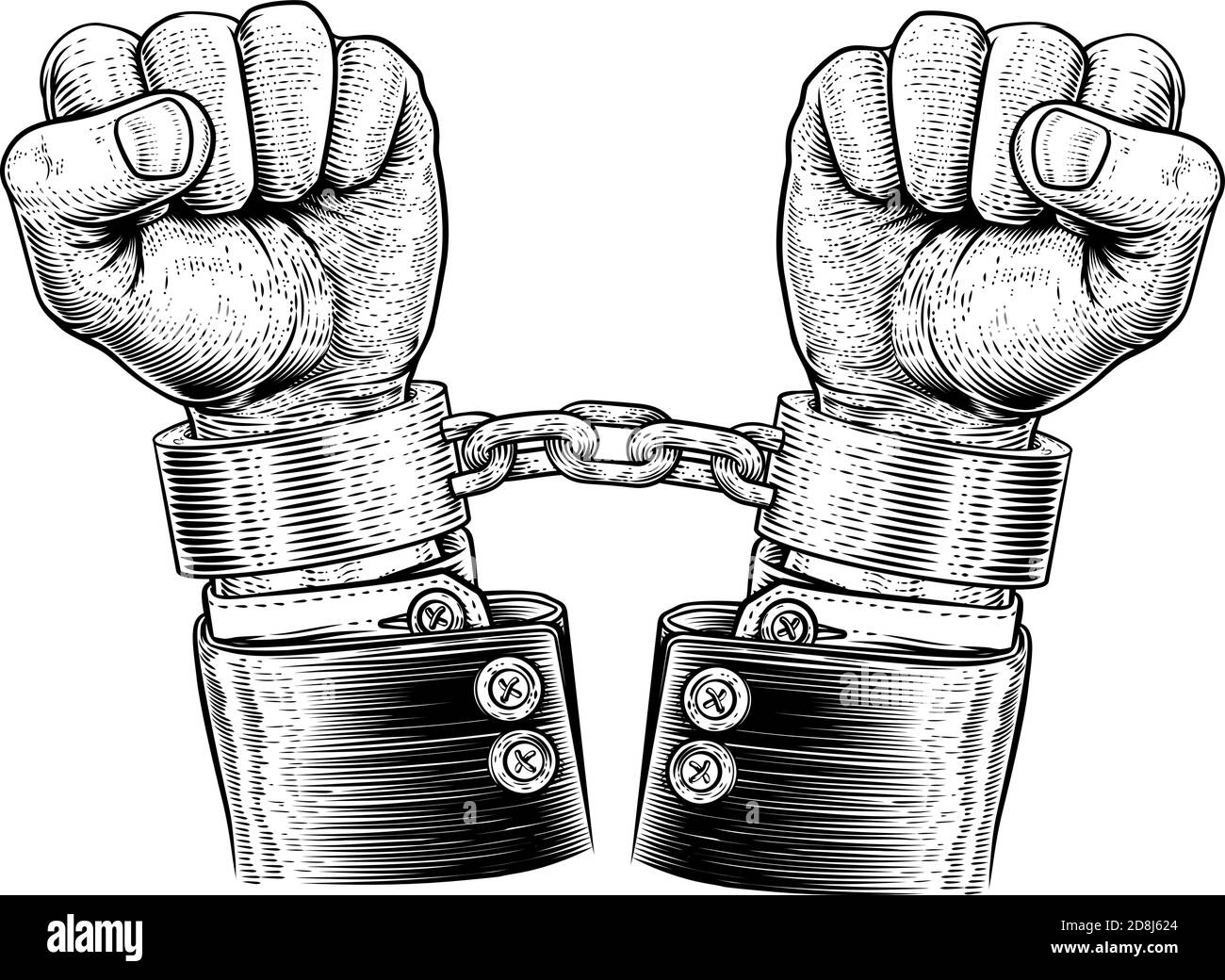 Business Suit Hands Chained Vintage Style Concept Stock Vector
