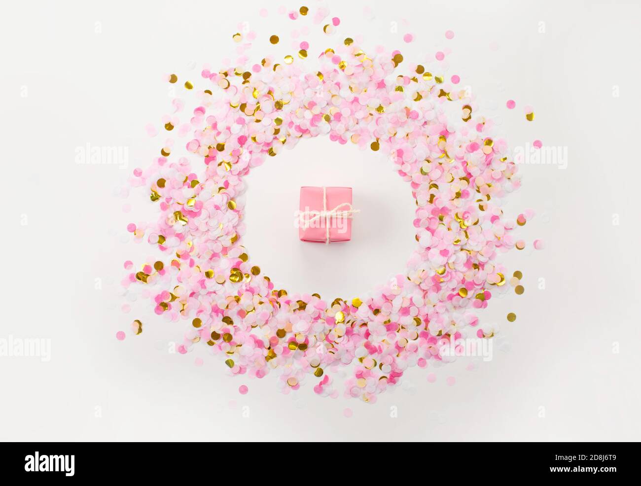 multicolored confetti on a white background view of superoo Stock Photo