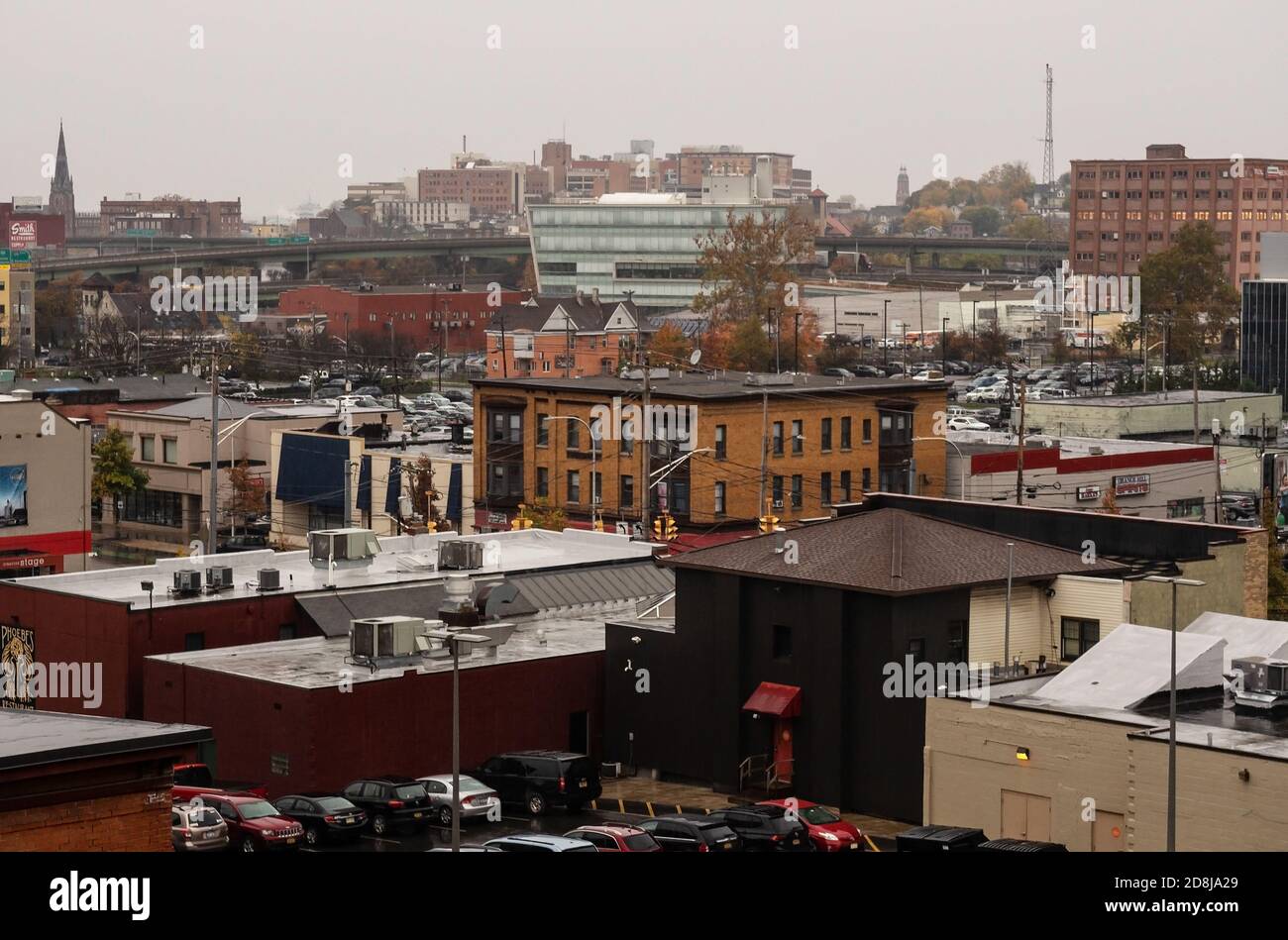 Syracuse, New York, USA. October 29, 2020. View facing the northside of  Syracuse, New York on a cold and rainy autumn afternoon Stock Photo
