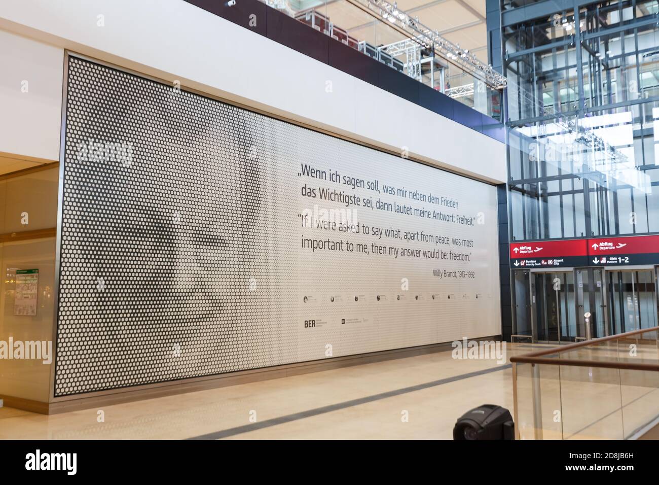 Berlin, Germany - October 28, 2020: New Berlin Brandenburg BER Willy Brandt Airport Terminal 1 in Germany. Stock Photo