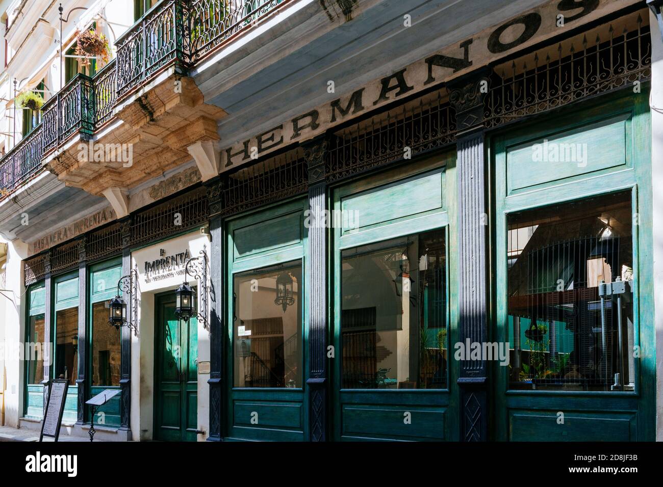 La Imprenta Restaurant is an old renovated space where in the past there was La Habanera Printing. La Habana - La Havana, Cuba, Latin America and the Stock Photo