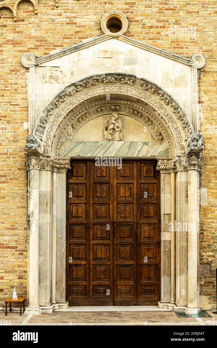 The church of Santa Maria a Mare, near Giulianova is a fine example of brick Romanesque. Stock Photo