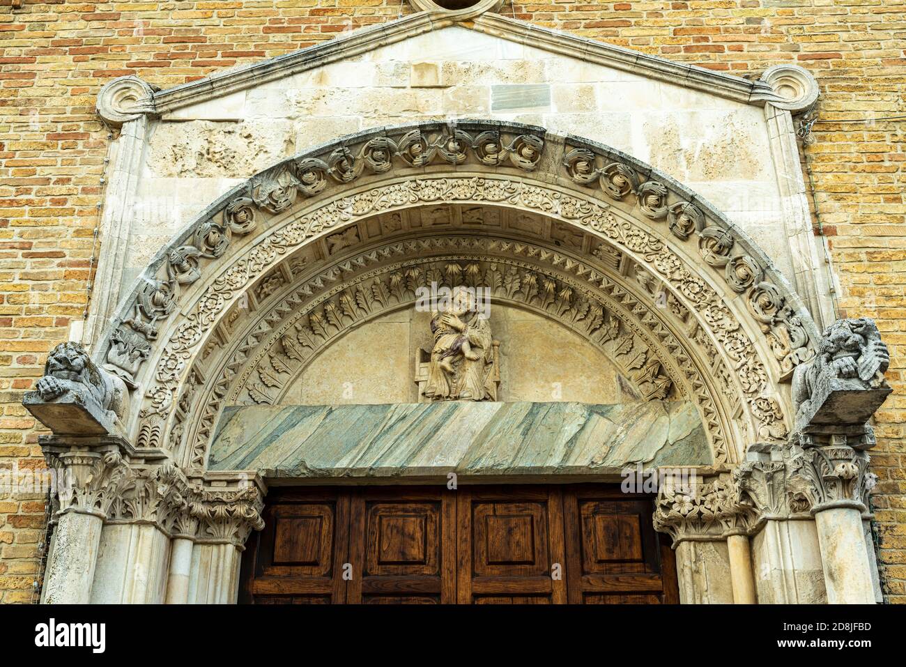 The church of Santa Maria a Mare, near Giulianova is a fine example of brick Romanesque. Stock Photo