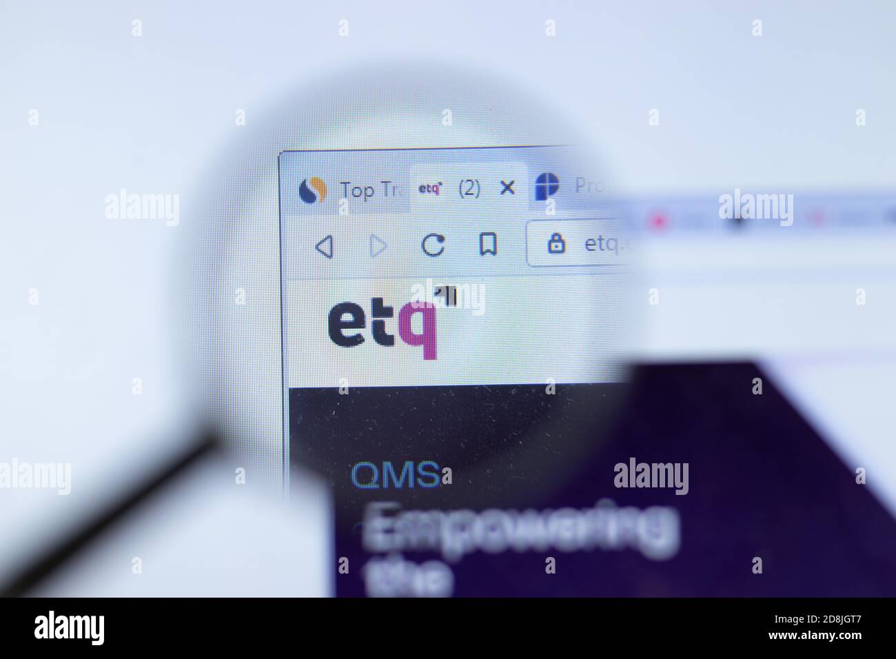 New York, USA - 26 October 2020: ETQ company website with logo close up, Illustrative Editorial Stock Photo