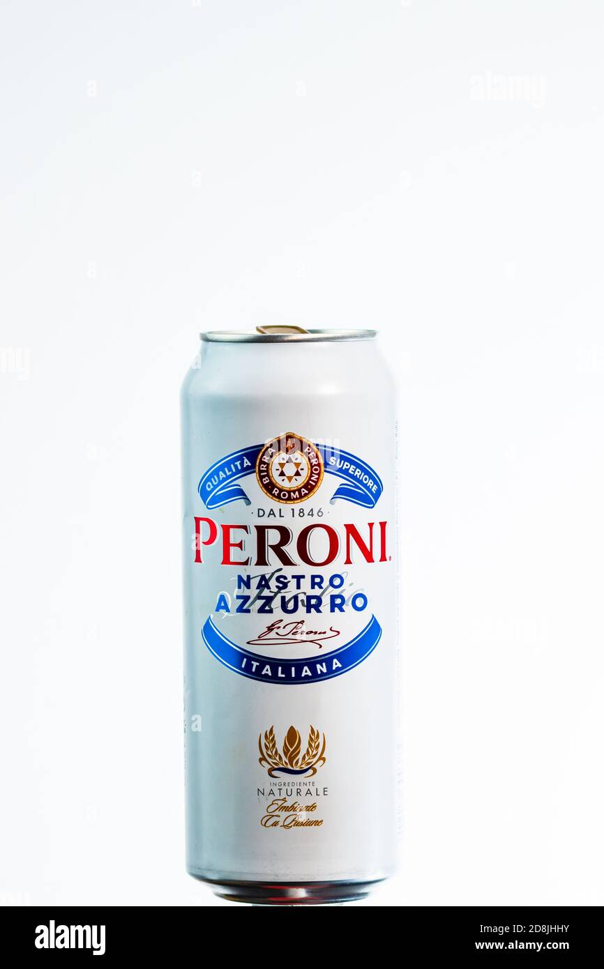 Peroni Nastro Azzurro, a premium lager beer produced since 1963 by