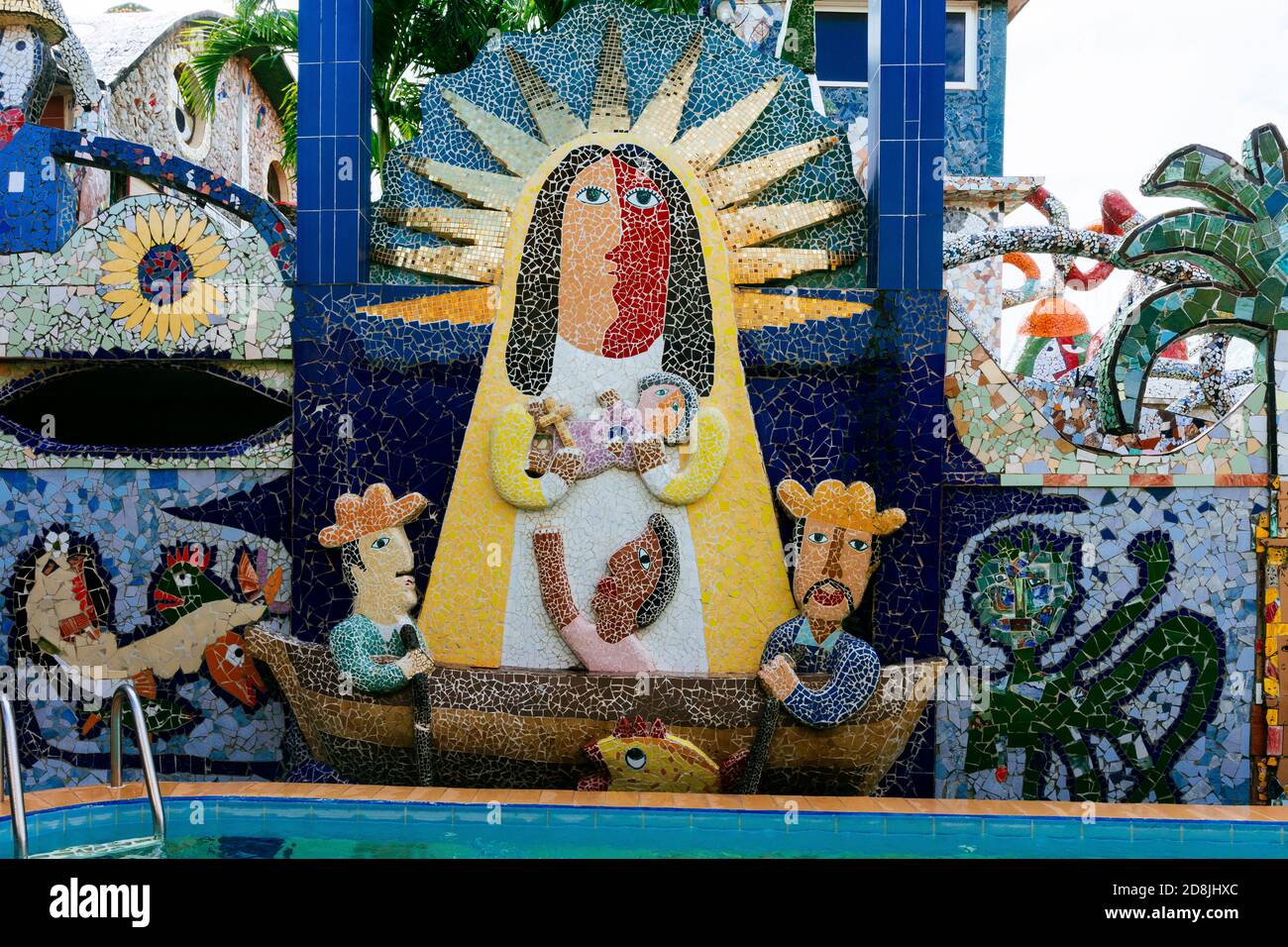 Artist Jose Rodriguez Fuster created Fusterland by decorated his own home with colorful ceramic and mosaic tile in Jaimanitas. La Habana - La Havana, Stock Photo