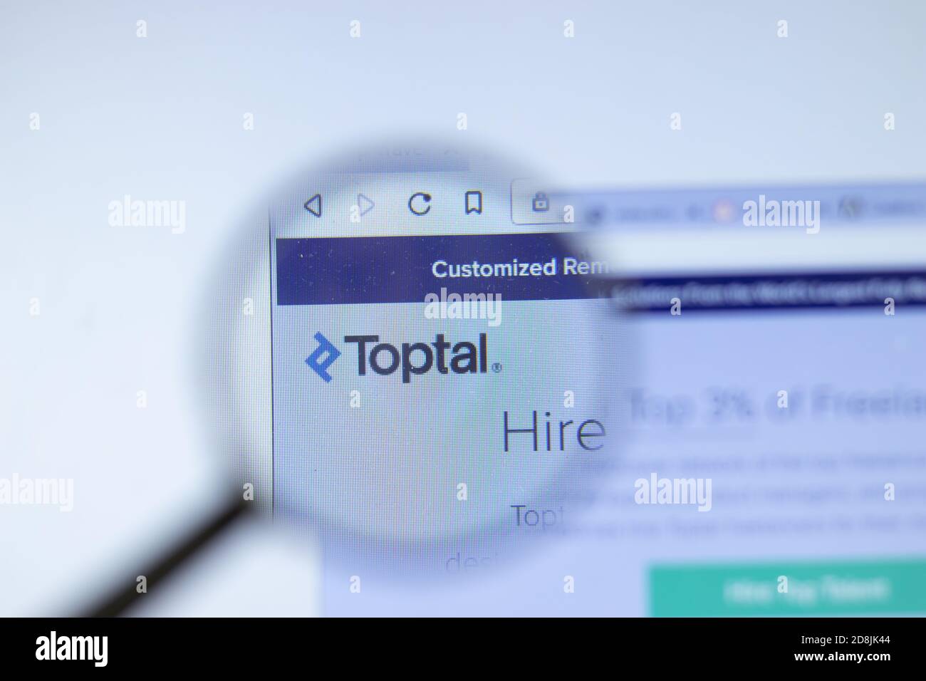 New York, USA - 26 October 2020: Toptal company website with logo close up, Illustrative Editorial Stock Photo