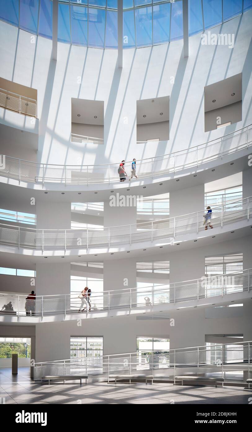 Pedestrian ramps in the Richard Meier designed atrium at the High Museum of Art. Stock Photo