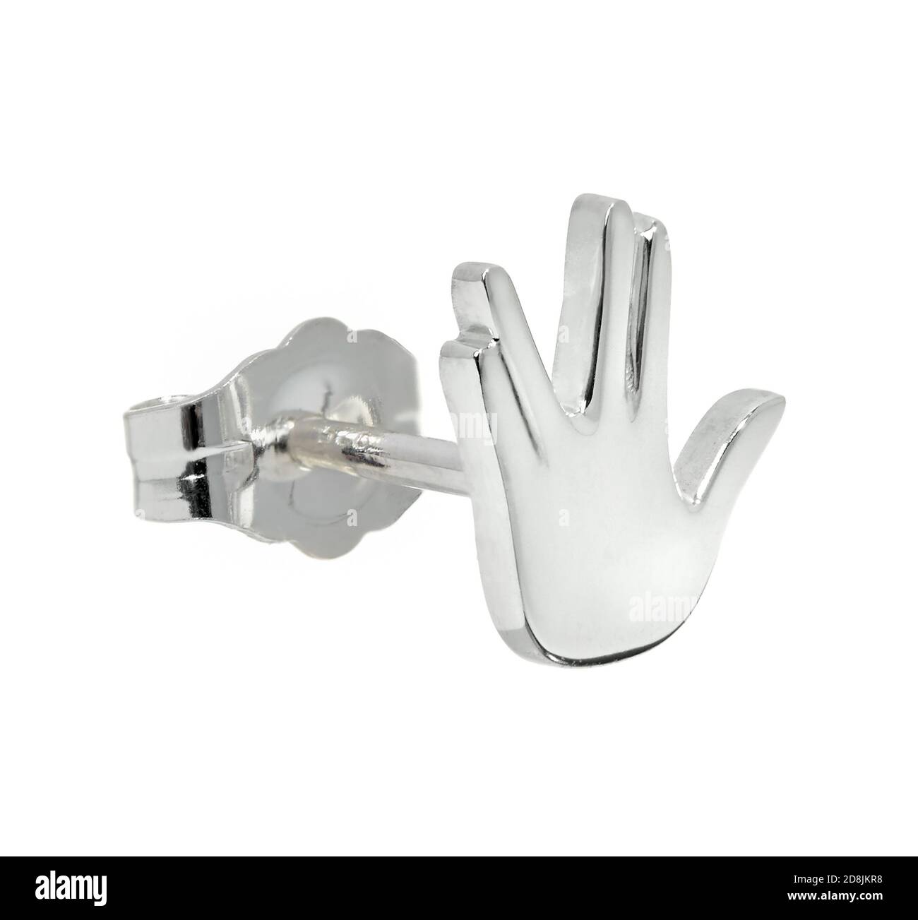 Silver "Live long and prosper" Star Trek hand gesture earring designed