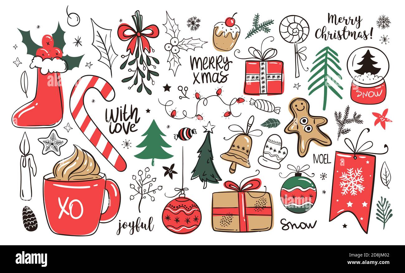 Big christmas set. Scrapbook elements. Vector eps10 Stock Vector