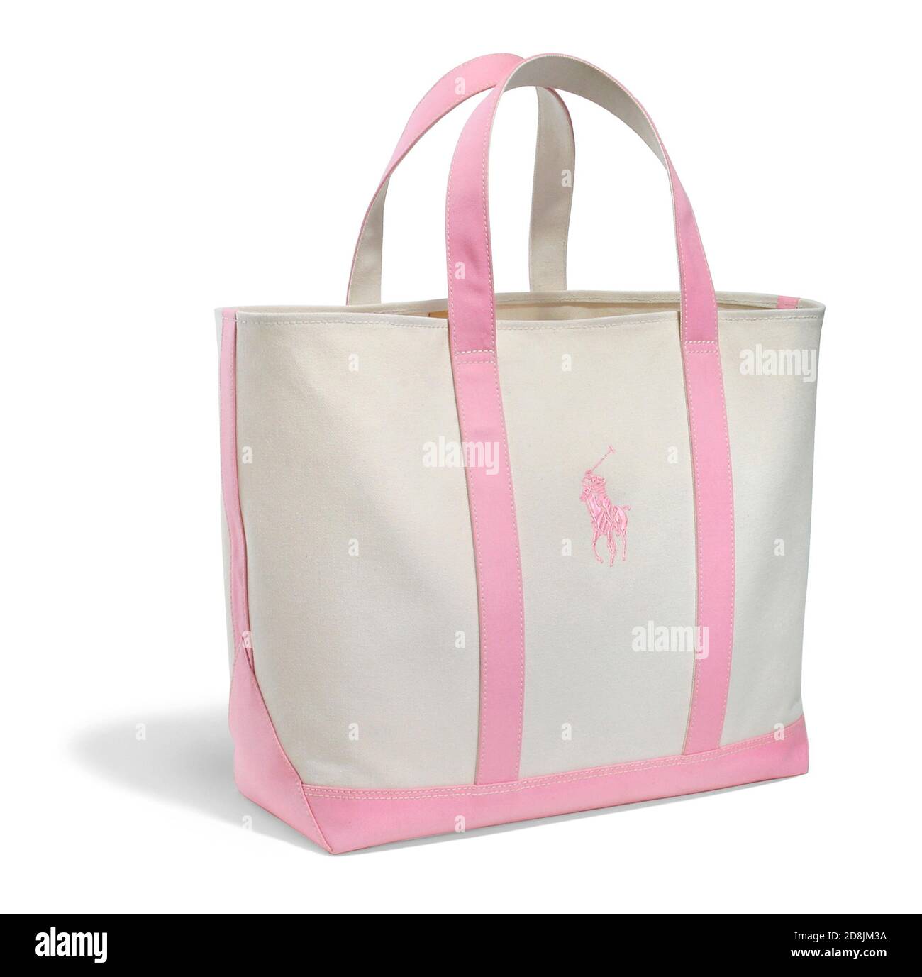 Ralph Lauren Polo pink and white canvas tote bag photographed on a white  background Stock Photo - Alamy
