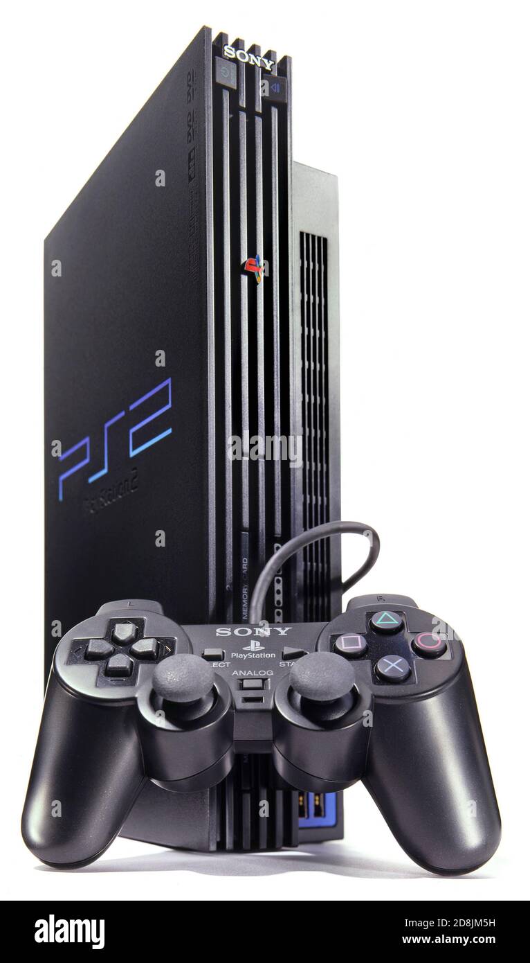 Black Playstation 2 Slim Console + 2 Dual Shock Controller PAL