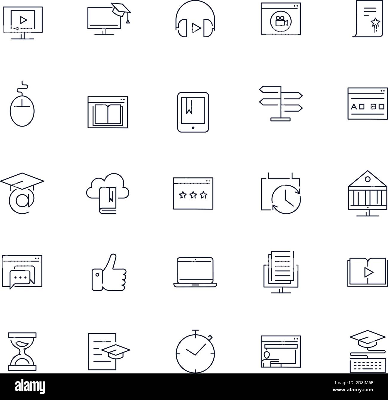 Line icons set. Online education pack. Vector Stock Vector
