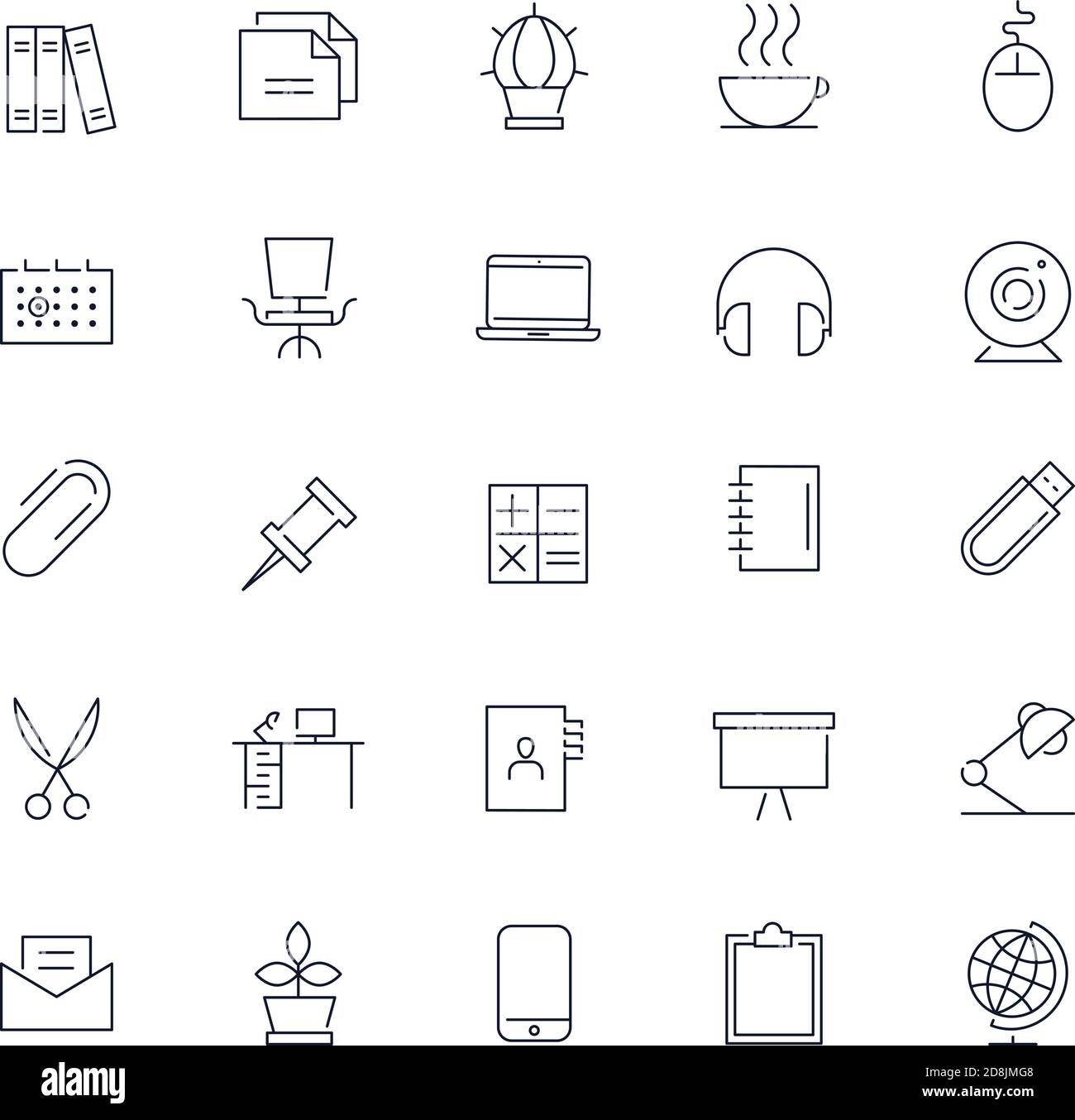 Line icons set. Workplace pack. Vector batch Stock Vector