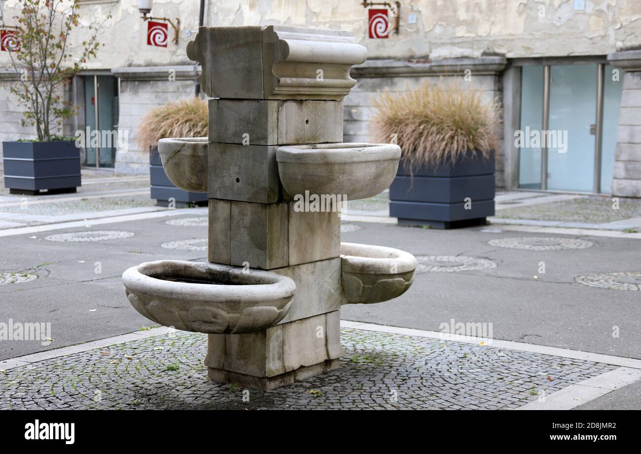 Old drinking troughs in Maribor Stock Photo