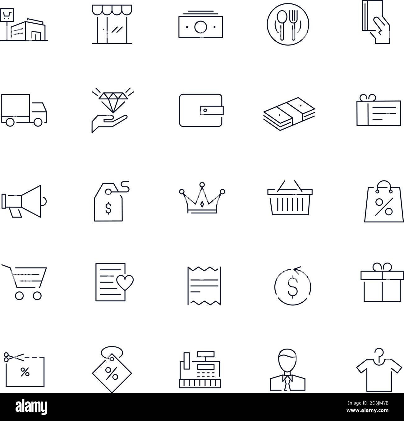 Line icons set. Shopping pack. Vector illustration Stock Vector Image ...