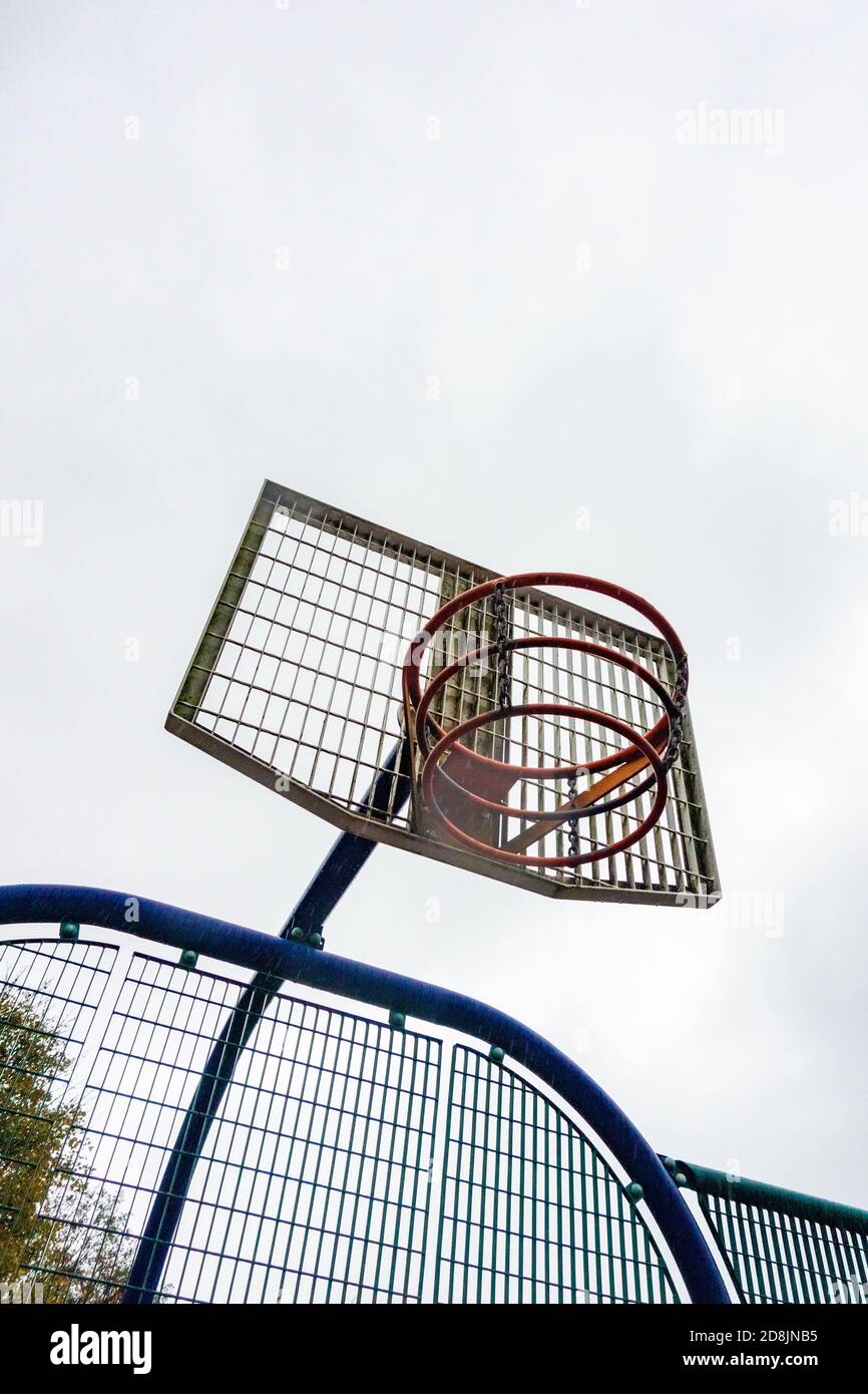 Basket ball net in a public basketball court Stock Photo
