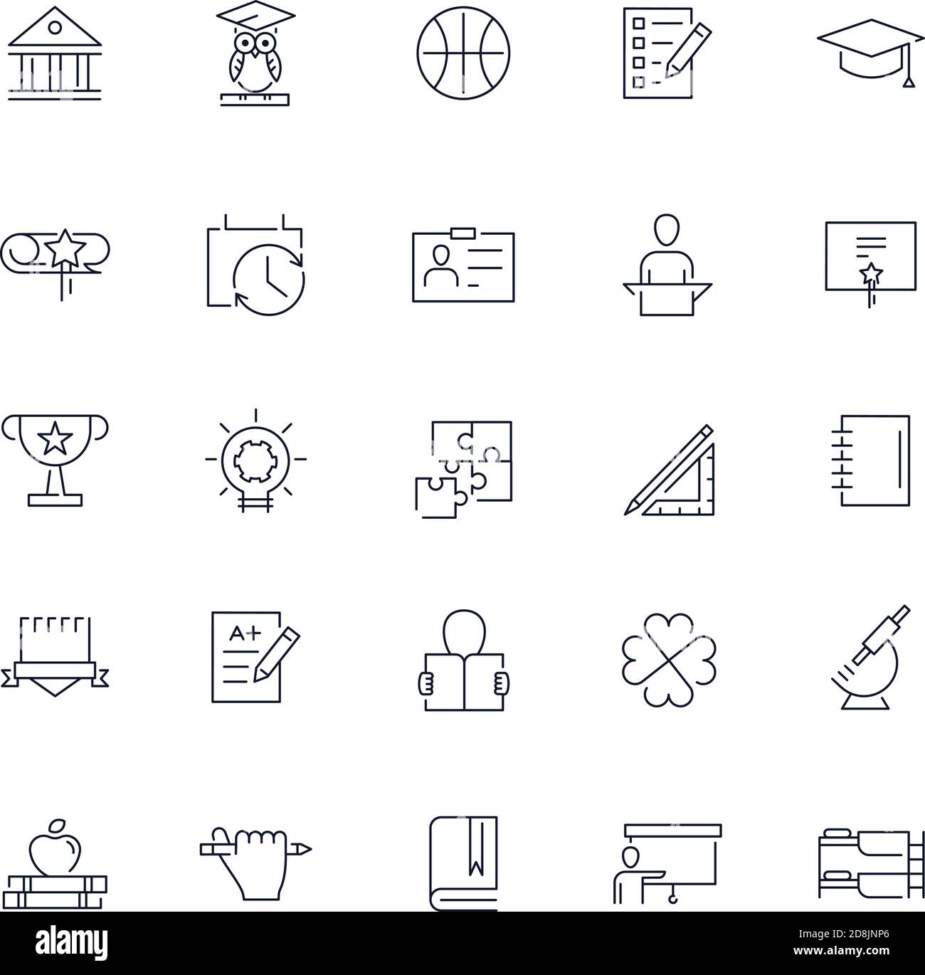 Line icons set. College pack. Vector illustration Stock Vector