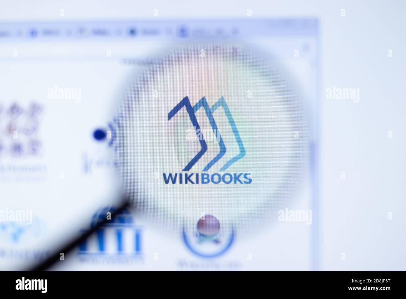 New York, USA - 29 September 2020: Wikibooks company website with logo close up, Illustrative Editorial Stock Photo