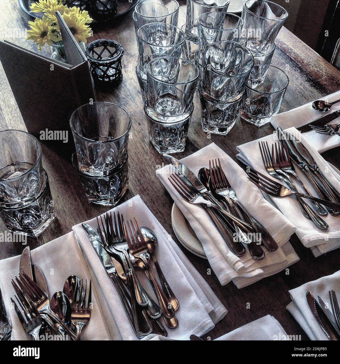 Restaurant Cutlery and Glasses Stock Photo Alamy