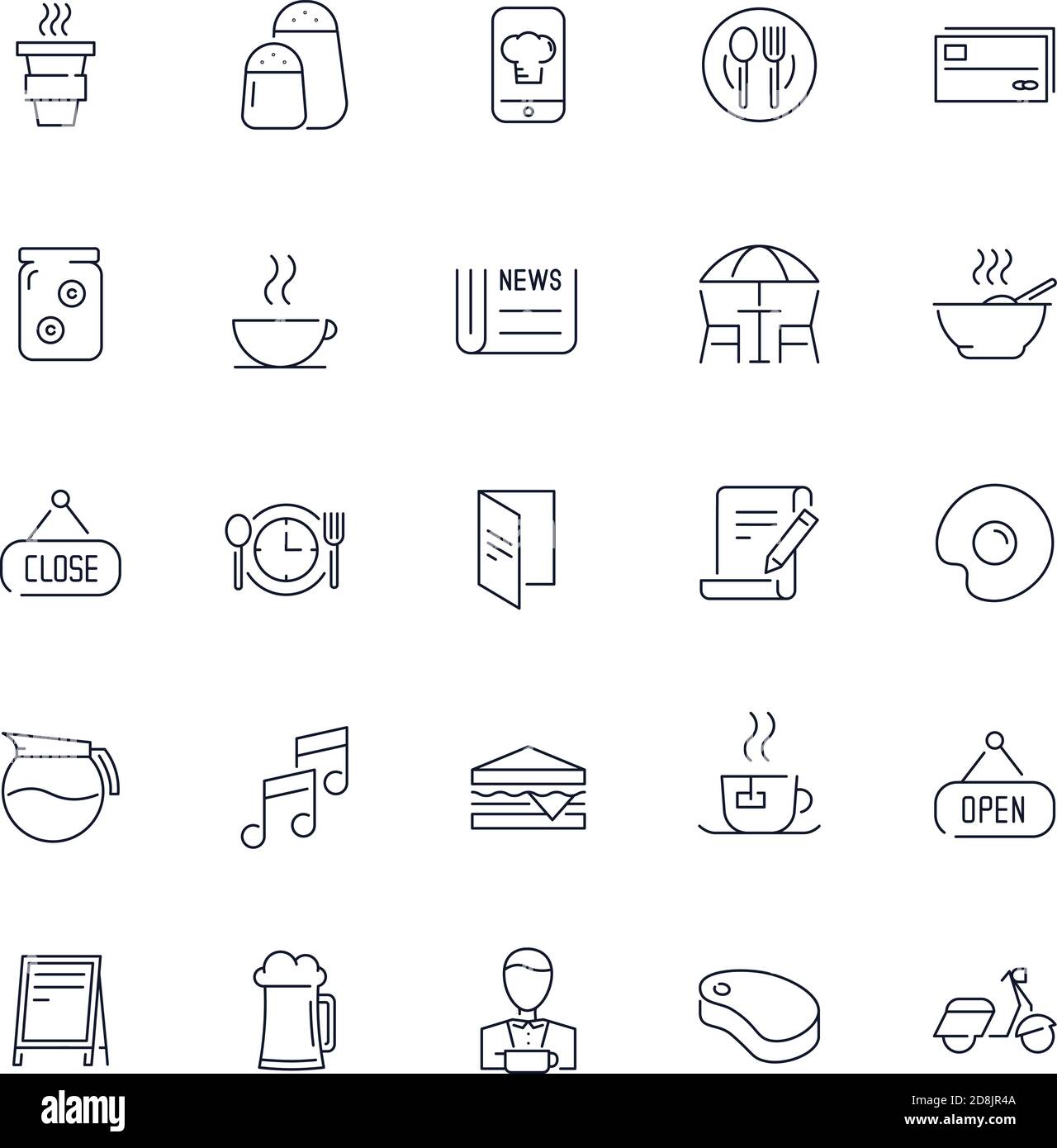 Line icons set. Cafe pack. Vector illustration Stock Vector Image & Art ...