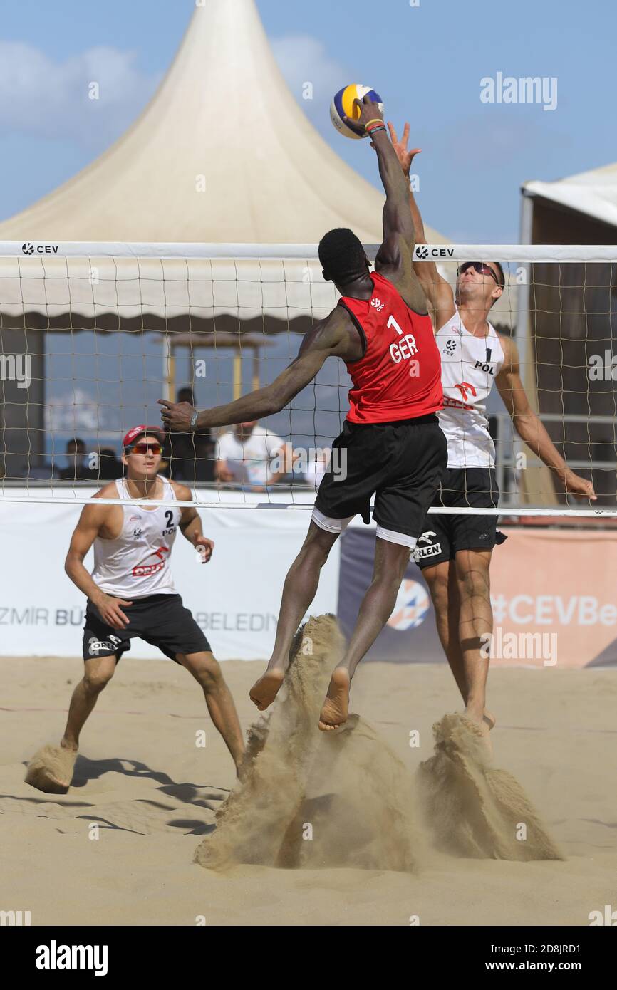 IZMIR, TURKEY - SEPTEMBER 27, 2020: Undefined athletes of German and Polish  teams during semifinal match of U22 Beach Volleyball European Championship  Stock Photo - Alamy