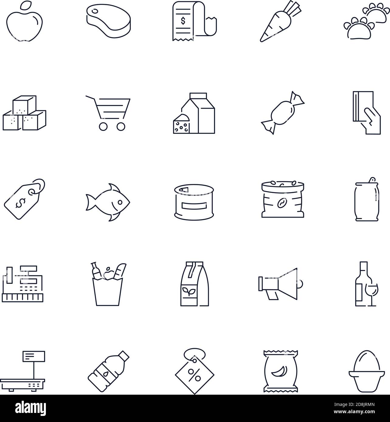 Line icons set. Grocery pack. Vector illustration Stock Vector