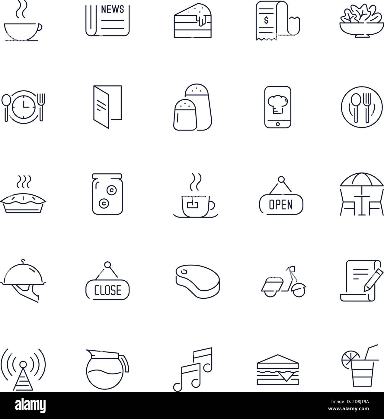 Line icons set. Cafe pack. Vector illustration Stock Vector Image & Art ...